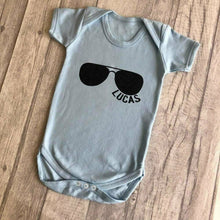 Load image into Gallery viewer, Personalised Holiday Sunglasses Baby Romper
