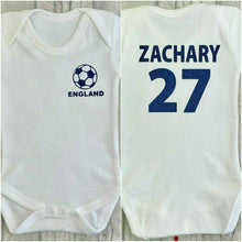 Load image into Gallery viewer, Personalised England Football Baby Boy Romper - Little Secrets Clothing
