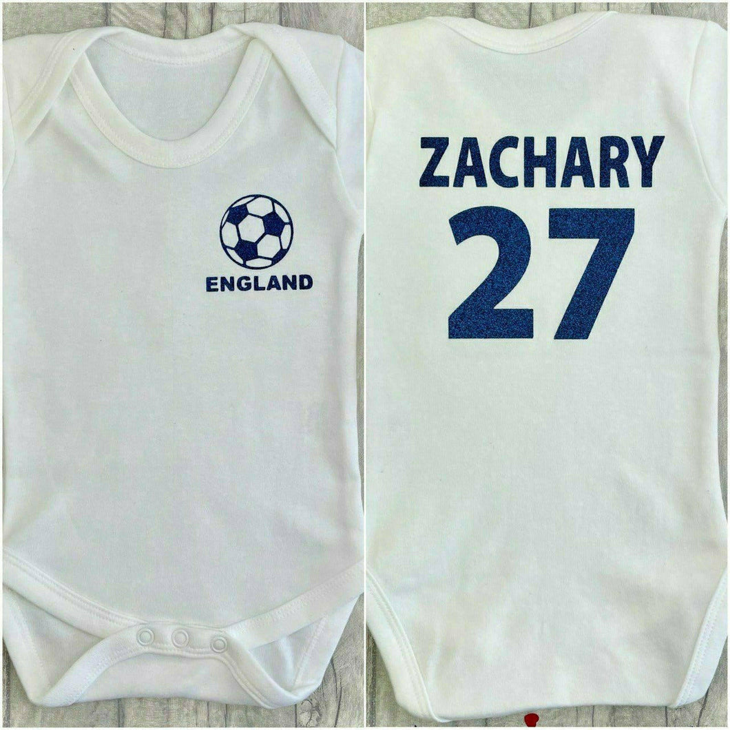 Personalised England Football Baby Boy Romper - Little Secrets Clothing