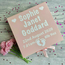 Load image into Gallery viewer, Personalised New-born Baby Girl, Keepsake Memory Box, Christening Gift
