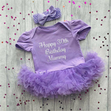 Load image into Gallery viewer, &#39;Happy 30th Birthday Mummy&#39; Baby Girl Tutu Romper With Matching Bow Headband
