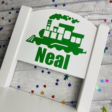 Load image into Gallery viewer, Personalised Train, White Wooden Toddler Chair, Baby Boy
