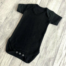 Load image into Gallery viewer, Short Sleeved Black Baby Boy Girl Plain Romper Newborn
