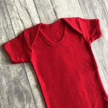 Load image into Gallery viewer, Custom Your Own Red Short Sleeve Baby Romper (Choose Text Style &amp; Colour)
