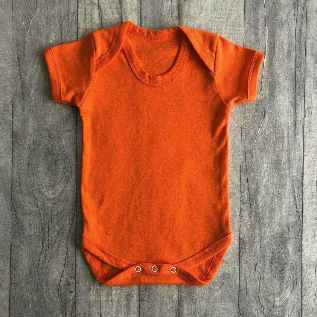 Short Sleeved Orange Baby Boy Girl Plain Romper Newborn - Little Secrets Clothing