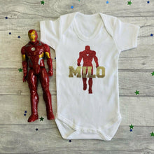 Load image into Gallery viewer, Personalised Iron Man Baby Boy Romper Marvel Superhero
