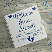 Load image into Gallery viewer, Personalised White Baby Newborn Christening Scrapbook Gift 12x12 inch
