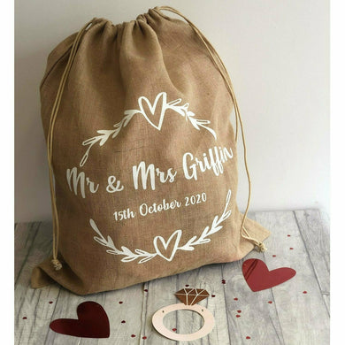 Personalised Hessian Mr & Mrs Wedding Sack