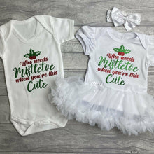 Load image into Gallery viewer, &#39;Who Needs Mistletoe When You&#39;re This Cute&#39; Tutu Romper With Matching Bow Headband
