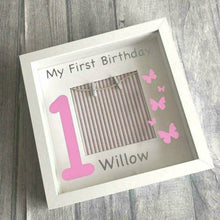 Load image into Gallery viewer, Personalised My First Birthday baby photo frame butterfly
