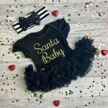 Load image into Gallery viewer, &#39;Santa Baby&#39; Christmas Baby Girl Tutu Romper With Matching Bow Headband
