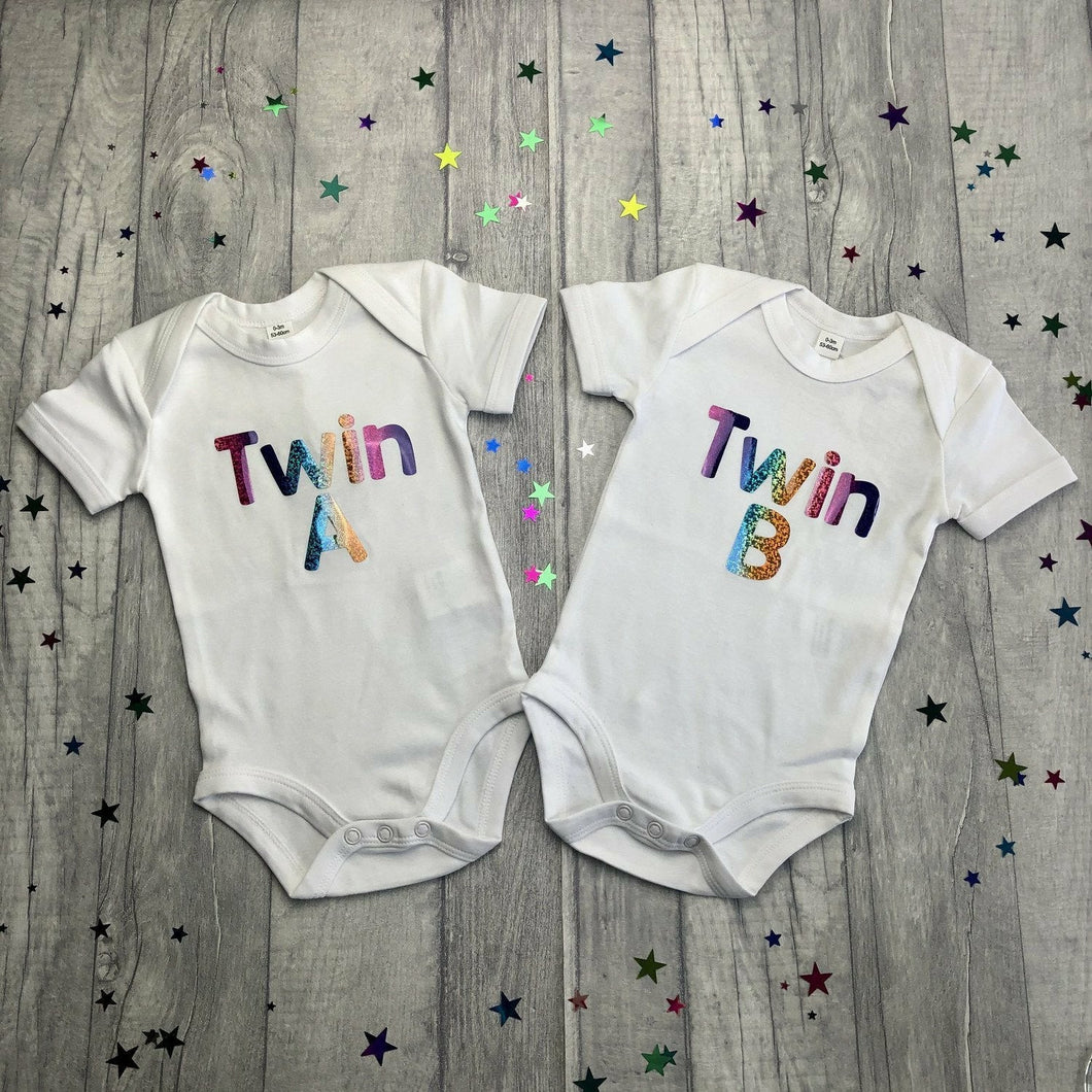 Twin A & Twin B Matching Baby Rompers