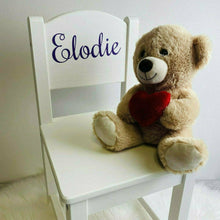 Load image into Gallery viewer, Personalised Baby Girl or Boy White Toddler Wooden Nursery Dining Chair
