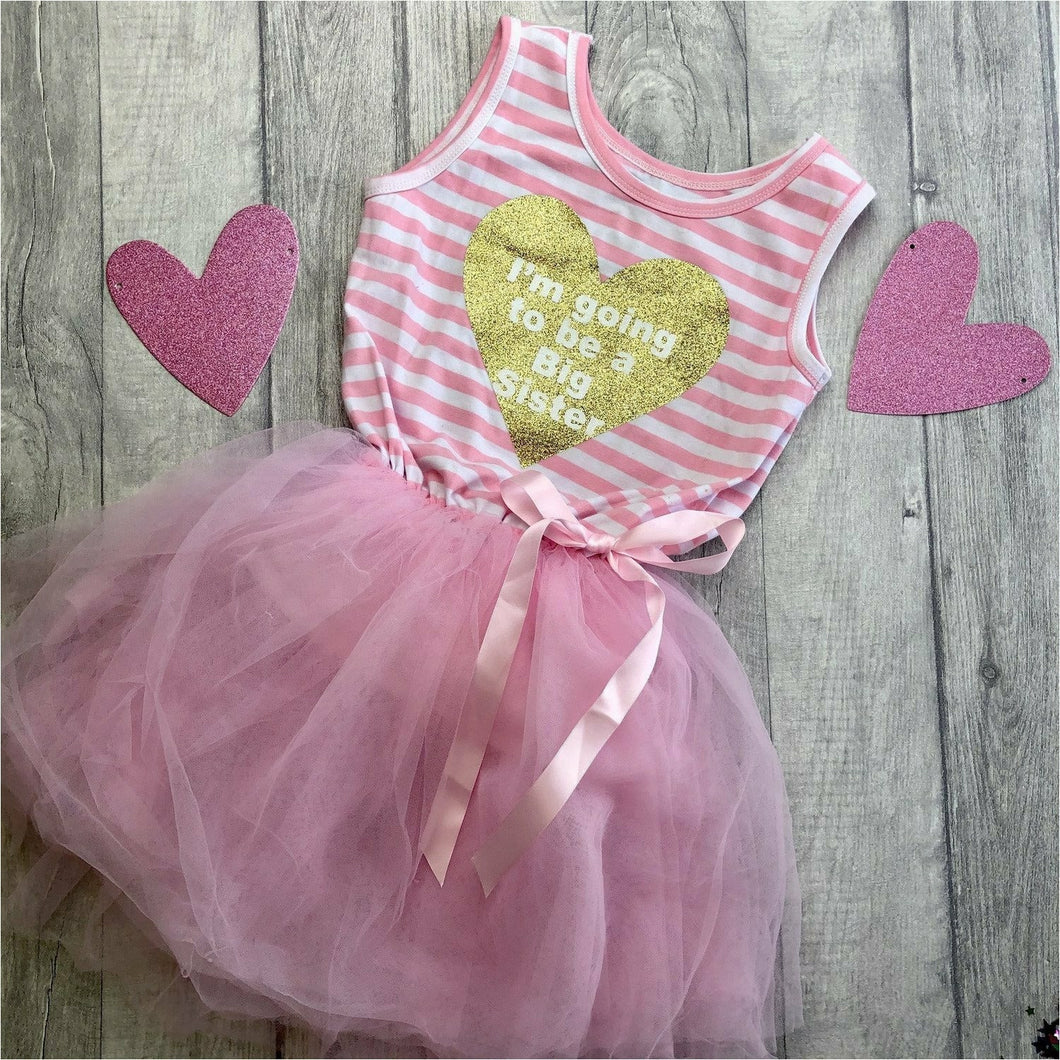 I'm going to be a Big sister striped tutu dress with detachable bow