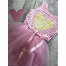 Load image into Gallery viewer, I&#39;m going to be a Big sister striped tutu dress with detachable bow
