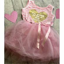 Load image into Gallery viewer, I&#39;m going to be a Big sister pink sleeveless striped tutu dress with pink bow
