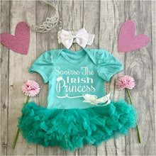 Load image into Gallery viewer, Personalised Irish Princess Baby Girl&#39;s Tutu Romper With Matching Bow Headband, St Patrick
