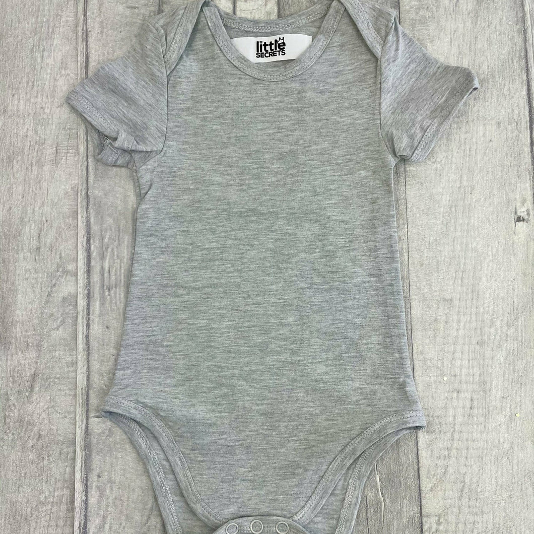 Short Sleeved Grey Baby Boy Girl Plain Romper Newborn