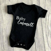 Load image into Gallery viewer, Personalised baby surname short sleeve romper
