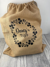 Load image into Gallery viewer, Personalised Toy Storage Sack With Glitter Wreath Design - Little Secrets Clothing
