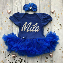 Load image into Gallery viewer, Personalised Rose Gold Glitter Name Baby Girl Tutu Romper
