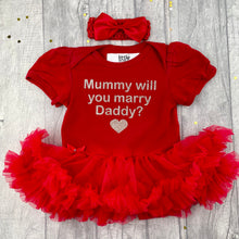 Load image into Gallery viewer, Mummy Will You Marry Daddy? Baby Girl Tutu Romper With Matching Bow Headband, Wedding, Engagement - Little Secrets Clothing
