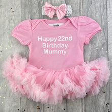 Load image into Gallery viewer, Happy Birthday Personalised Family Member and Age, Tutu Romper with Matching Bow Headband
