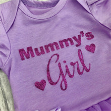 Load image into Gallery viewer, Mummy&#39;s Girl Baby Girl Tutu Romper With Matching Bow Headband, Dark Pink Glitter Design
