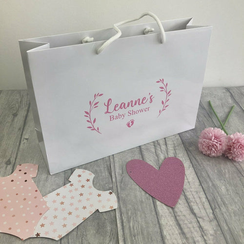 Products Personalised Luxury 'Baby Shower' Gift Bag, Baby Feet Design, Mum To Be Present