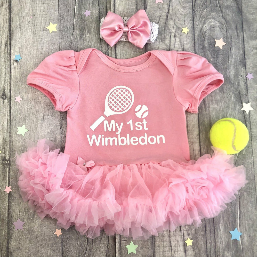 My 1st Wimbledon Baby Girl Tutu Romper With Headband, Newborn Tennis Dress