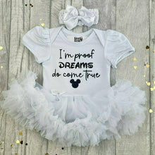 Load image into Gallery viewer, I&#39;m Proof Dreams Come True Baby Girl Disney Tutu Romper
