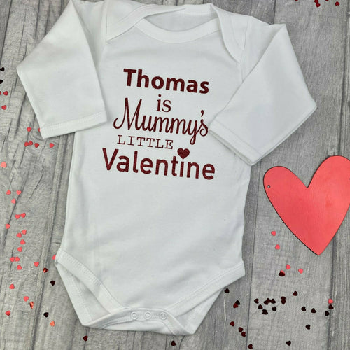 Personalised 'Mummy's Little Valentine' Baby Boy Girl Long Sleeve Romper, Valentine’s Day Romper