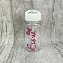 Load image into Gallery viewer, Small Personalised Minnie Mouse Bow Children&#39;s School Nursery Water Bottle
