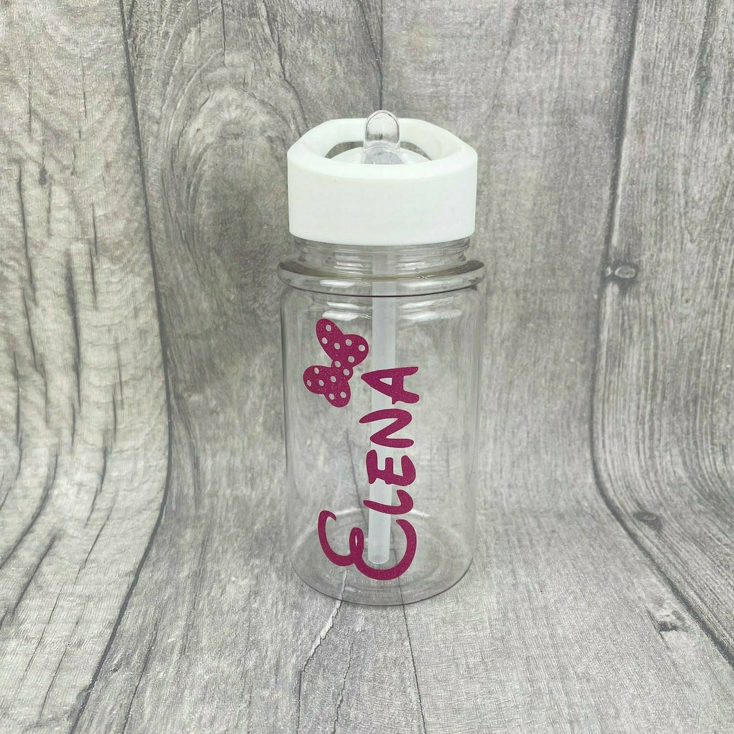 Small Personalised Minnie Mouse Bow Children's School Nursery Water Bottle