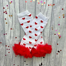 Load image into Gallery viewer, Red And White Heart Print Baby Girl Leg Warmers
