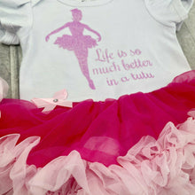 Load image into Gallery viewer, &#39;Life Is So Much Better In A Tutu&#39; Baby Girl Ballet Tutu Romper With Matching Bow Headband
