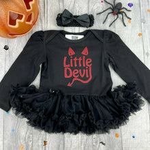 Load image into Gallery viewer, Little Devil Halloween Baby Girl Fancy Dress Tutu Romper with Matching Bow Headband - Little Secrets Clothing
