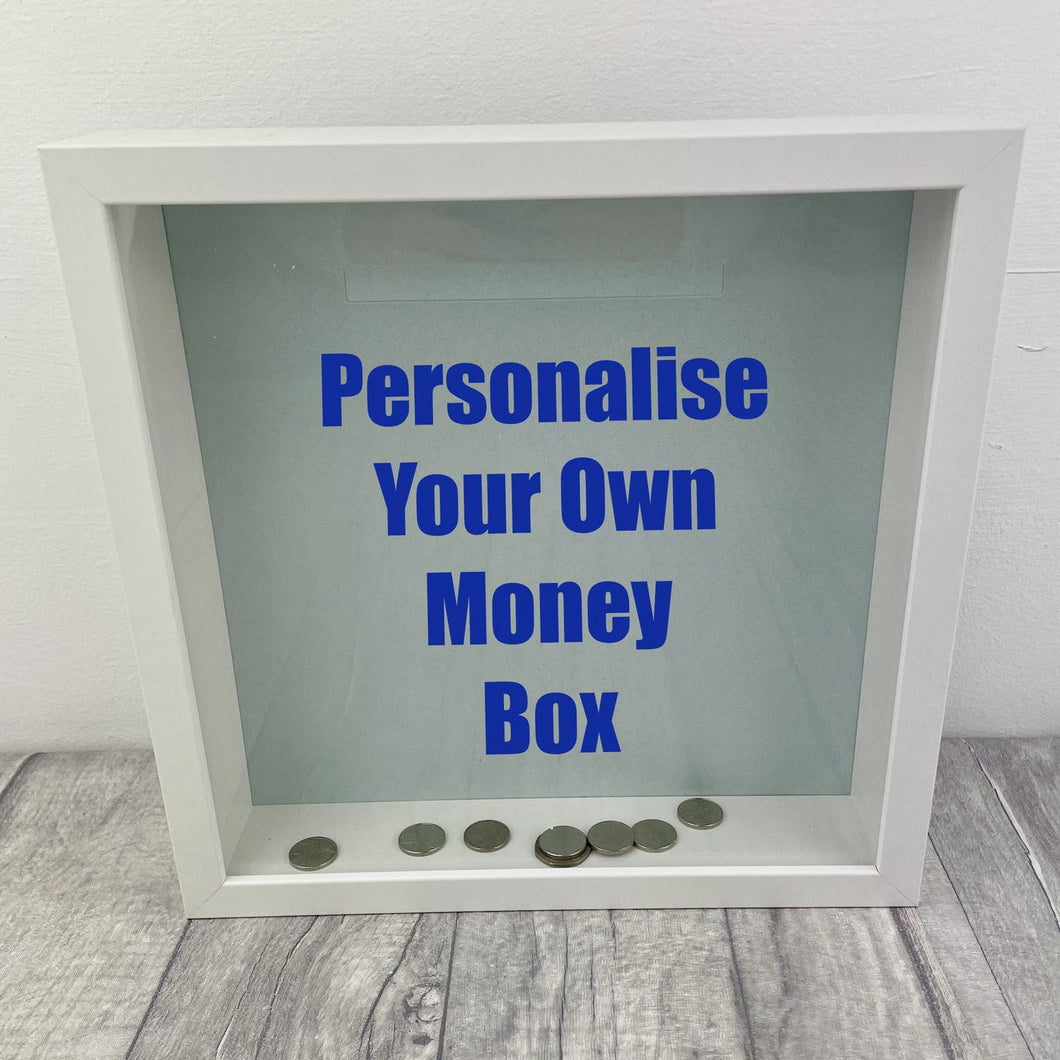 Custom Your Own Money Box Saving Fund Gift, Light Blue Glitter Background - Little Secrets Clothing