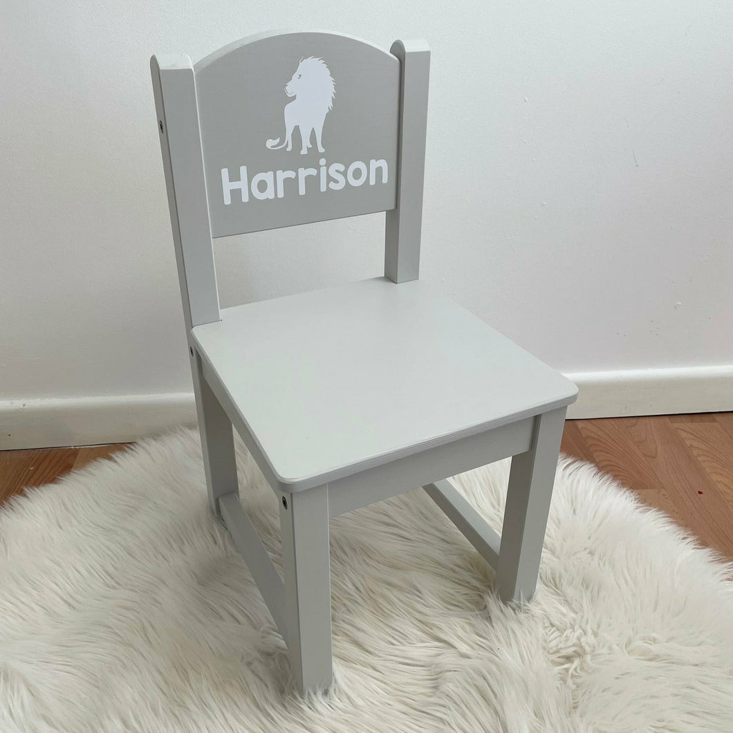 Personalised Children's Lion Design Chair, Wooden Nursery Chair Gift