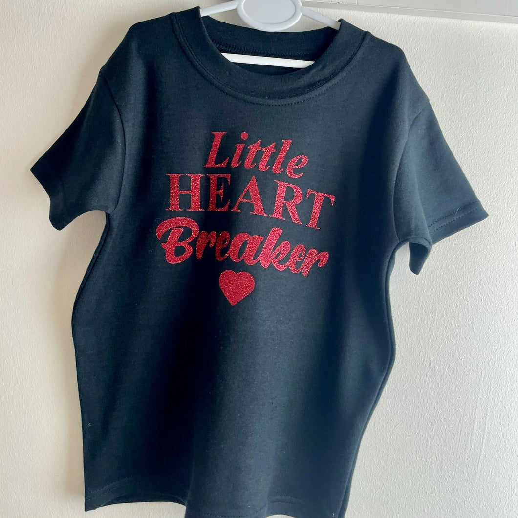 Boy's Little Heart Breaker Valentines Day T-Shirt, With Red Glitter Text