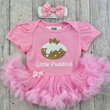 Load image into Gallery viewer, Little Pudding Baby Girl Tutu Romper With Headband, Newborn Christmas Outfit
