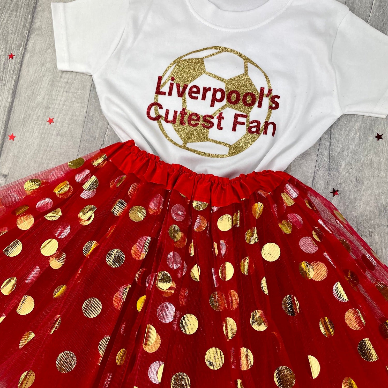 Liverpool Football Girls Outfit Set T Shirt Red Tutu Skirt