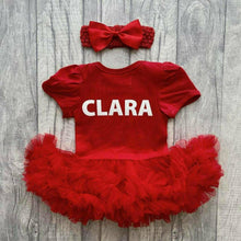 Load image into Gallery viewer, Personalised Manchester&#39;s Cutest Fan Red Tutu Romper
