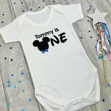 Load image into Gallery viewer, Personalised is one Mickey or Minnie Mouse, First Birthday Short Sleeve Romper
