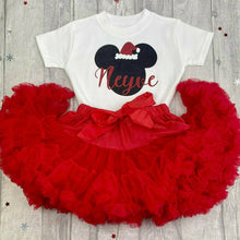 Load image into Gallery viewer, Girls Personalised Minnie Mouse Red Christmas Outfit
