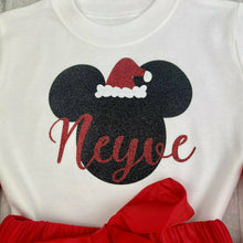 Load image into Gallery viewer, Girls Personalised Minnie Mouse Red Christmas Outfit
