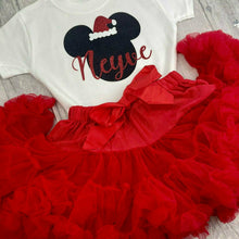 Load image into Gallery viewer, Girls Personalised Minnie Mouse Red Christmas Outfit
