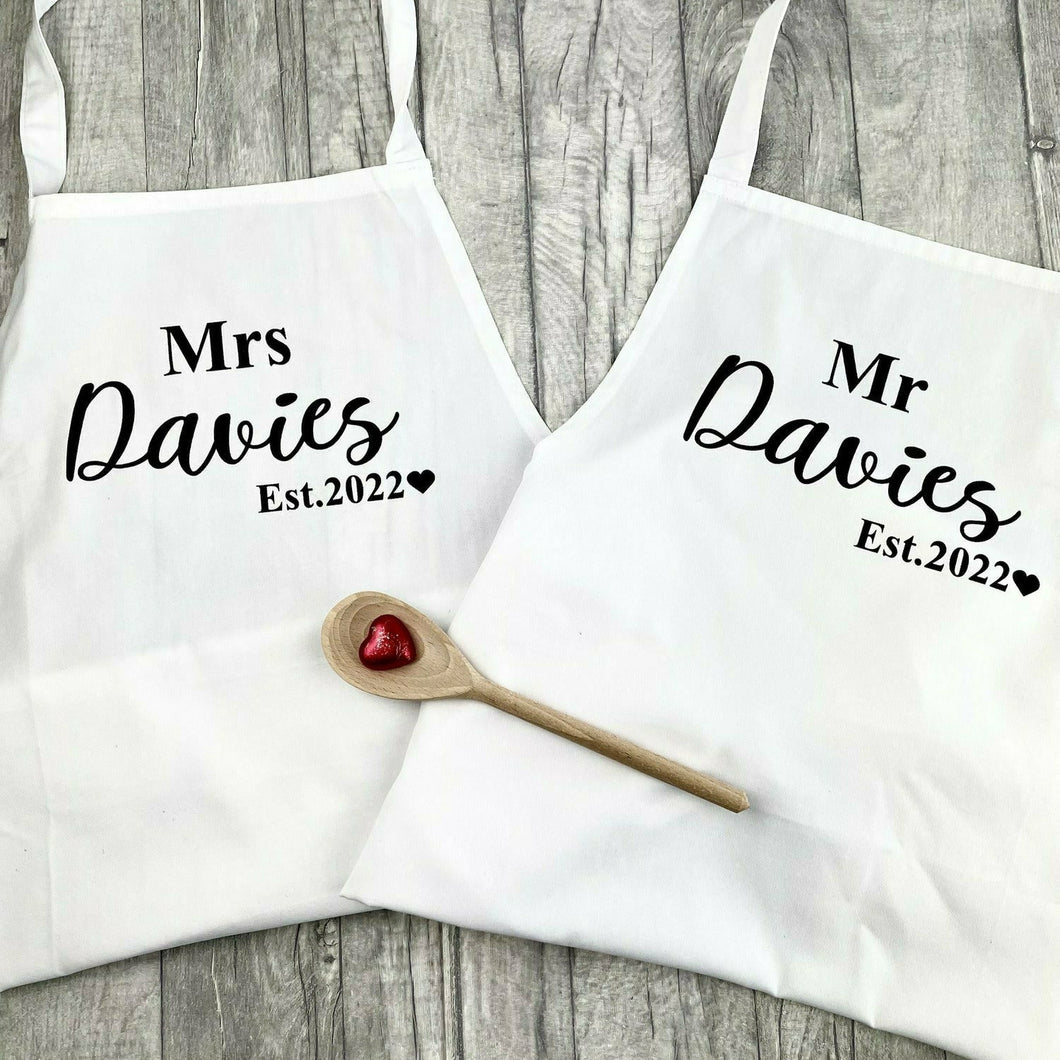 Mr & Mrs Matching Baking / Cooking Aprons Wedding Anniversary Gift