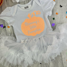 Load image into Gallery viewer, &#39;Mummy&#39;s Little Pumpkin&#39; Baby Girl Tutu Romper With  Bow Headband, Thanksgiving Halloween
