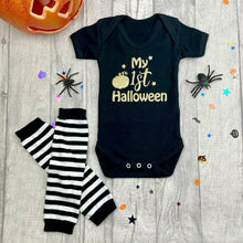 Load image into Gallery viewer, My 1st Halloween Outfit, Baby Girl Pumpkin Romper Set - Little Secrets Clothing
